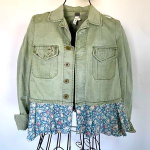 We The Free Vintage Style Green Button Up Jacket